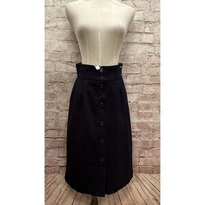 See By Chloe Womens Ink Navy Blue Button Front Midi Skirt Size 36 NEW